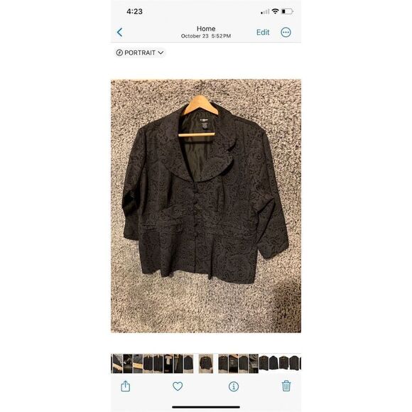 Betsey Johnson Women's XL Black Vintage Blazer Jacket Embroidered - Picture 5 of 8